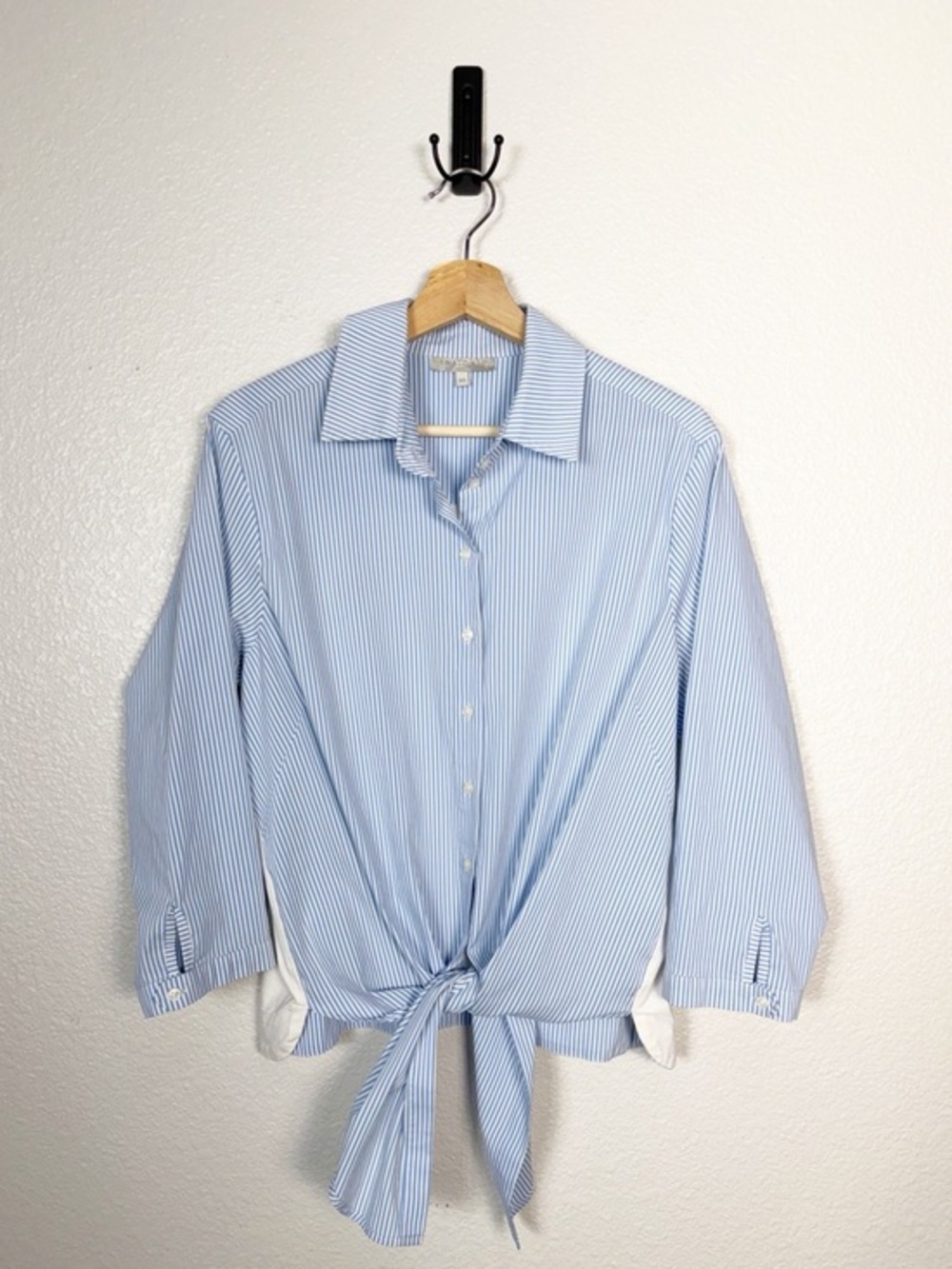 Anatomie Size XL Womens Preppy Nerissa Striped Button Down Front‎ Tie Shirt